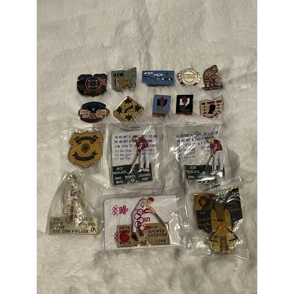Vintage Lions Club Ohio Enamel Pin Lot Of 16